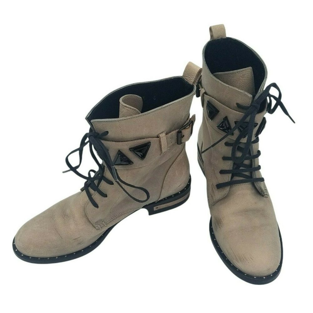 Freda Salvador Women's Combat Boots Lace Up Size 6 Gray 100% Leather